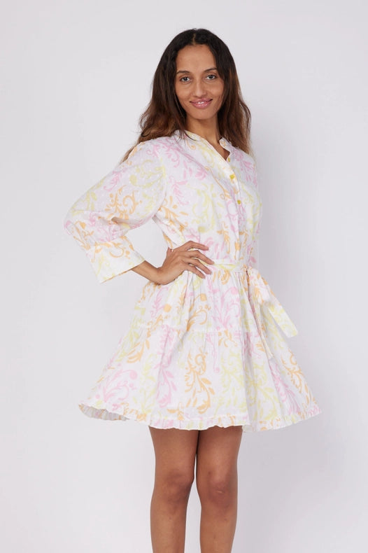 Alcee Resort Wear Shirt Dress White Pink Spring-Dress-ModaPosa-XL-Urbanheer