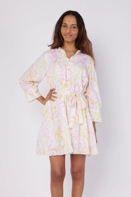 Alcee Resort Wear Shirt Dress White Pink Spring-Dress-ModaPosa-XL-Urbanheer