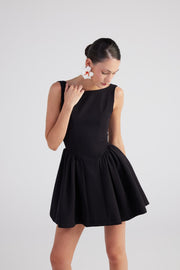 Alena Black Pleated Skirt Mini Dress-A-Line Dresses-Buy Me Fur Ltd-Black-XS-Polyester - Elastane Blend-Urbanheer