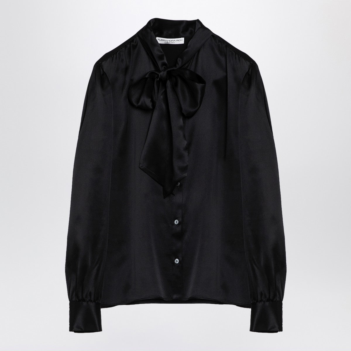 Alessandra Rich Black silk shirt with bow