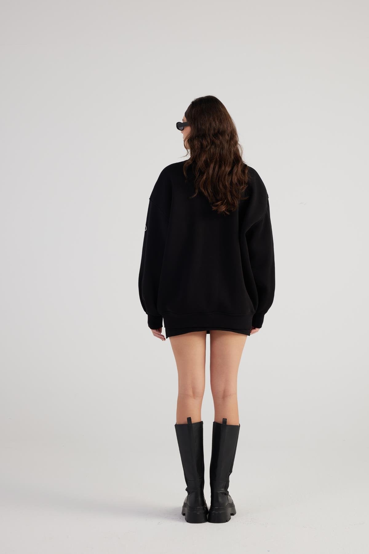 Alexa Black Oversize Bomber Jacket with Removable Rose Accessory-Jackets & Blazers-Buy Me Fur Ltd-Black-XS-Cotton - Polyester Blend-Urbanheer