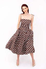 Alexa Brown Polka Dot Puffball Dress-Dress-Amy Lynn-S-Brown-Urbanheer