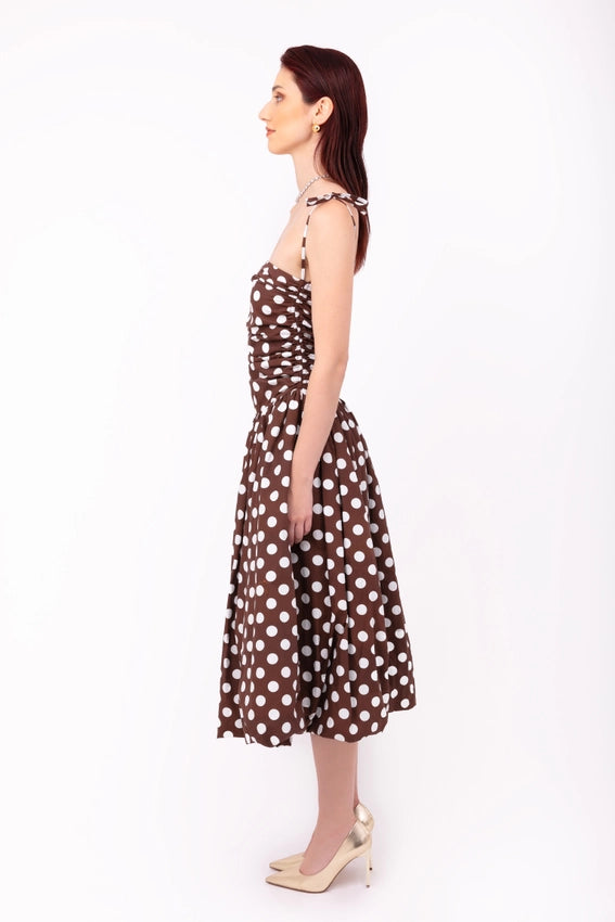 Alexa Brown Polka Dot Puffball Dress-Dress-Amy Lynn-S-Brown-Urbanheer