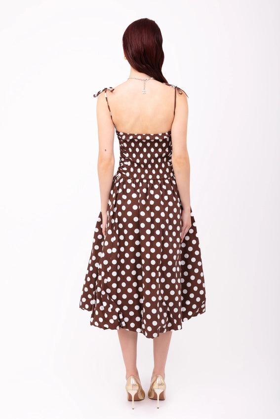 Alexa Brown Polka Dot Puffball Dress-Dress-Amy Lynn-S-Brown-Urbanheer