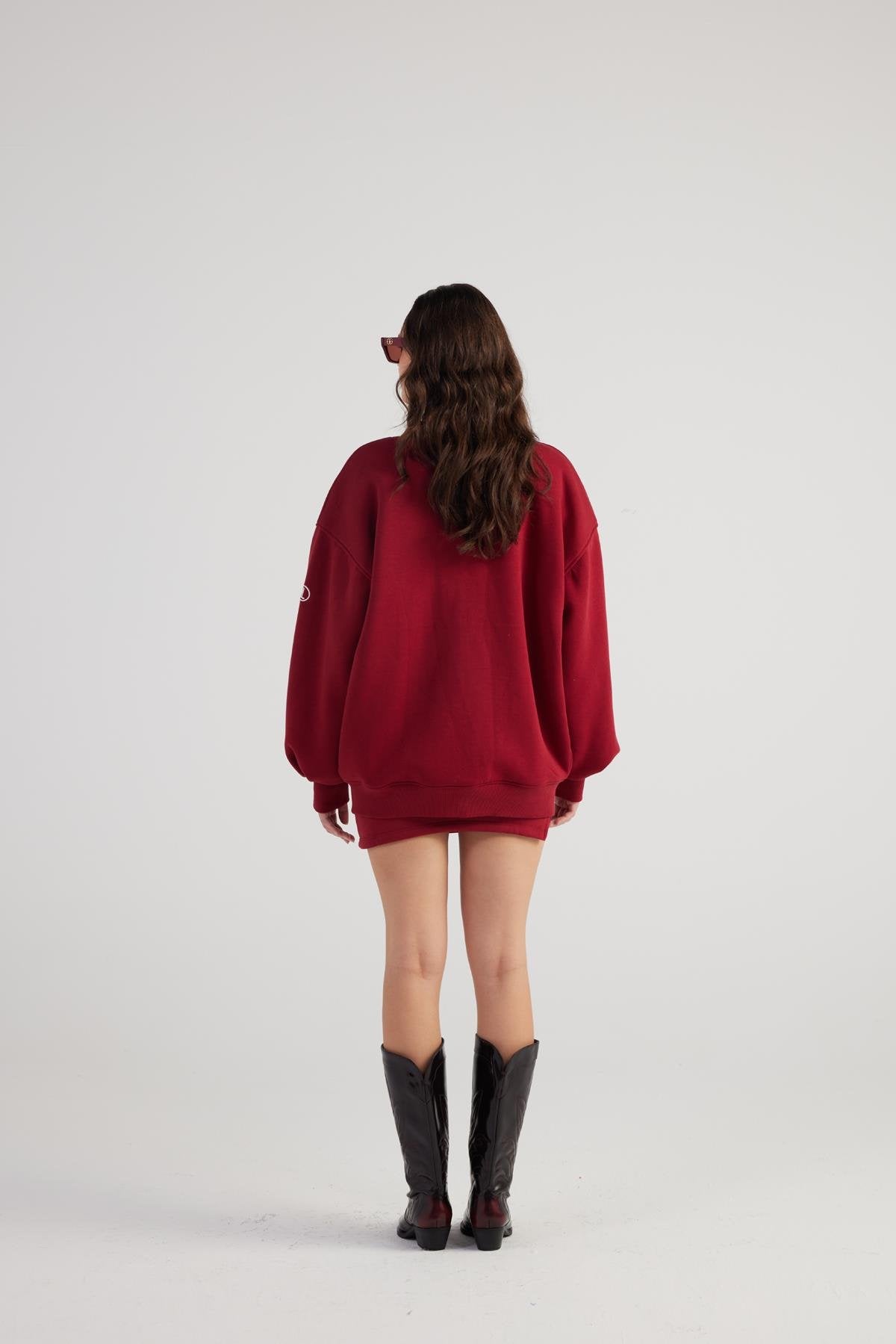 Alexa Burgundy Oversize Bomber Jacket with Removable Rose Accessory-Jackets & Blazers-Buy Me Fur Ltd-Burgundy-XS-Cotton - Polyester Blend-Urbanheer