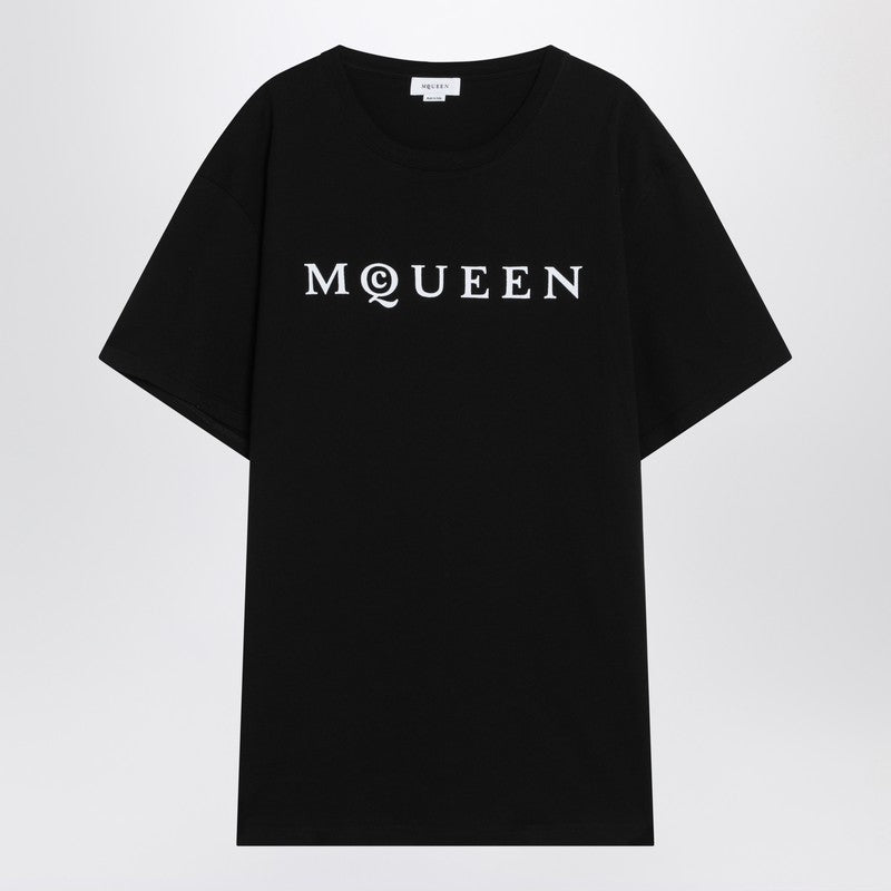 Alexander McQueen Black cotton T-shirt with logo-Topwear-Alexander Mcqueen-M-Urbanheer