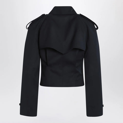 Alexander McQueen Short double-breasted navy blue jacket
