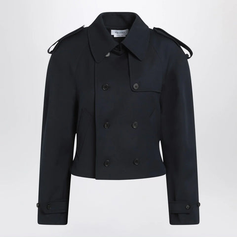 Alexander McQueen Short double-breasted navy blue jacket