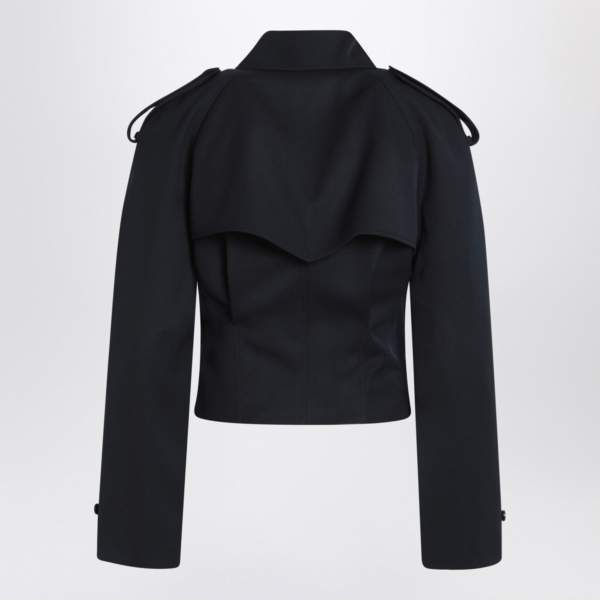 Alexander McQueen Short double-breasted navy blue jacket