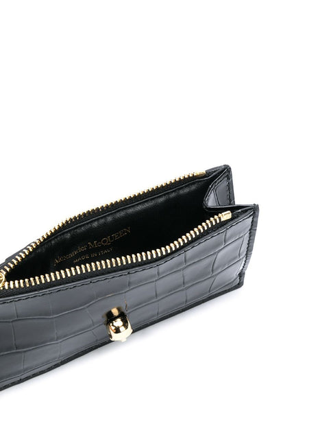Alexander McQueen Skull zipped leather card case