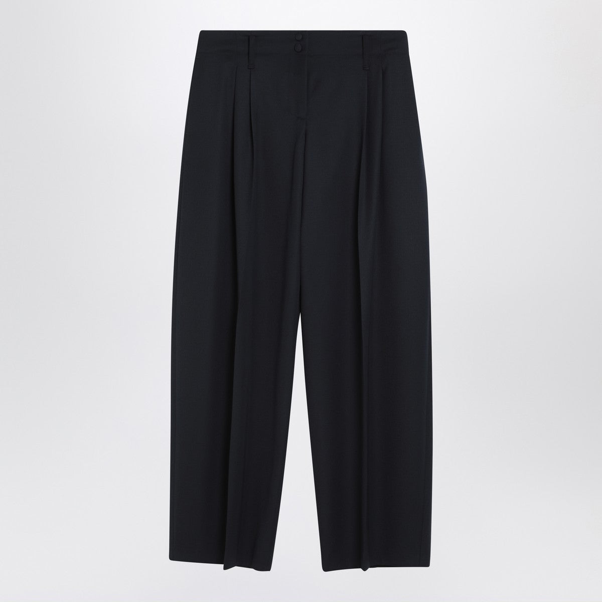Alexander McQueen Wide navy blue wool trousers
