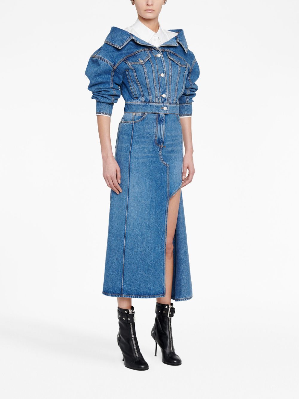 Alexander McQueen denim midi skirt