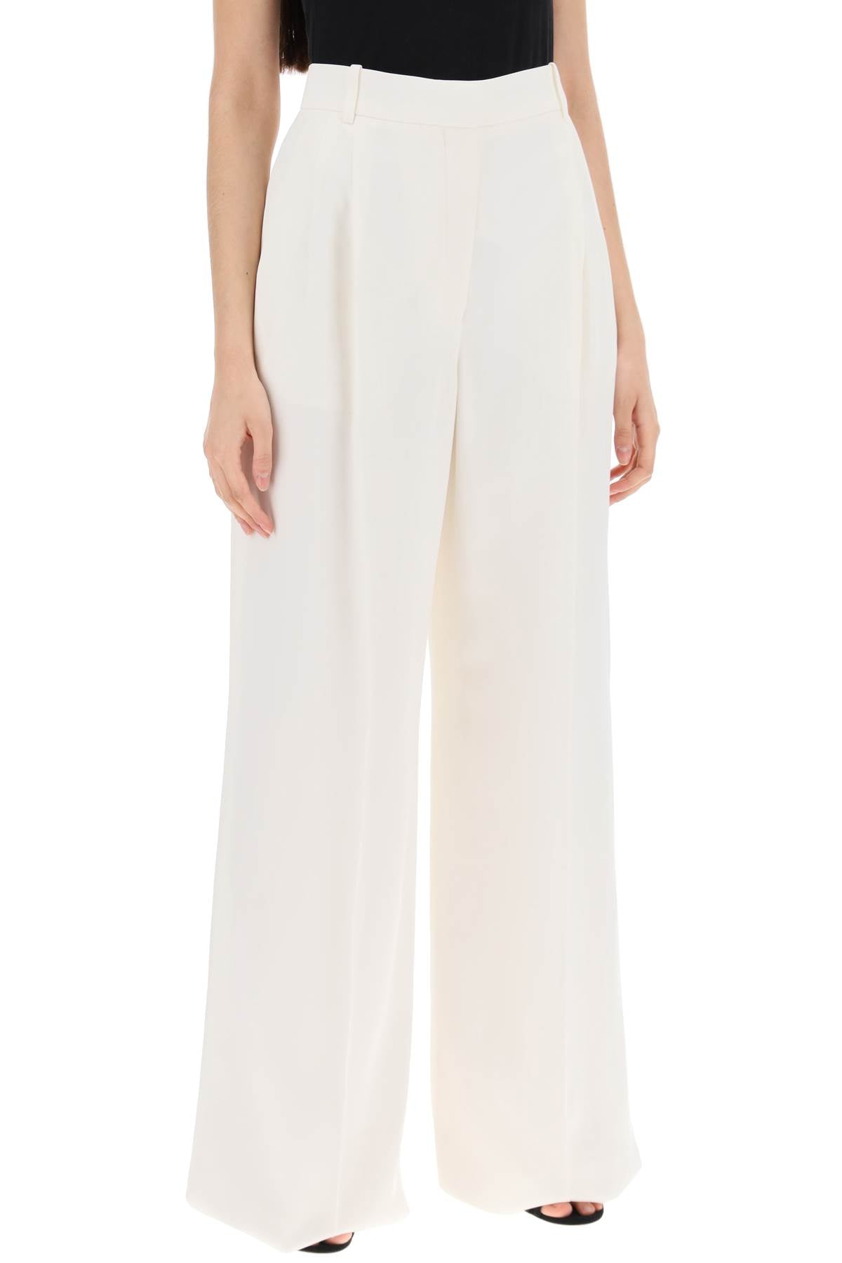 Alexander Mcqueen Double Pleated Palazzo Pants-Pants-Alexander McQueen-42-White-Urbanheer