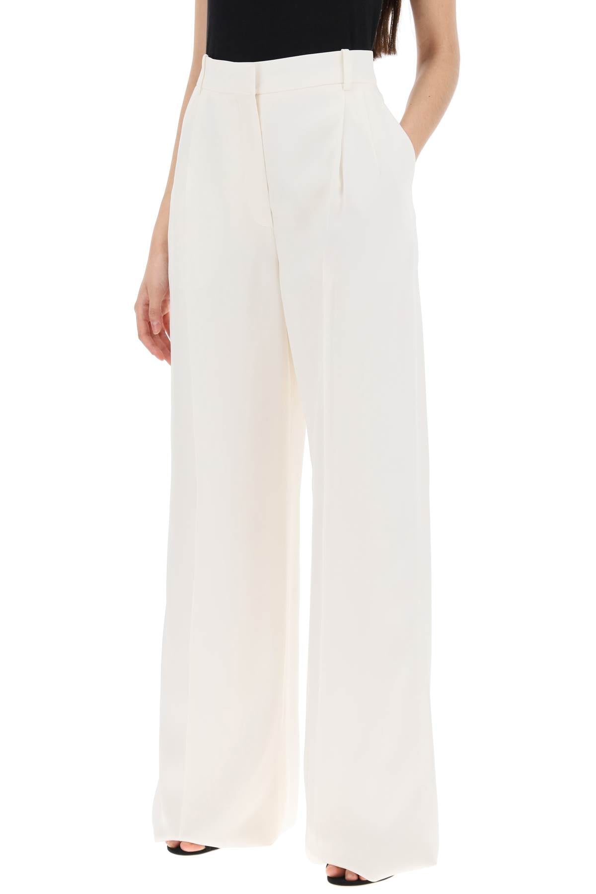 Alexander Mcqueen Double Pleated Palazzo Pants-Pants-Alexander McQueen-42-White-Urbanheer