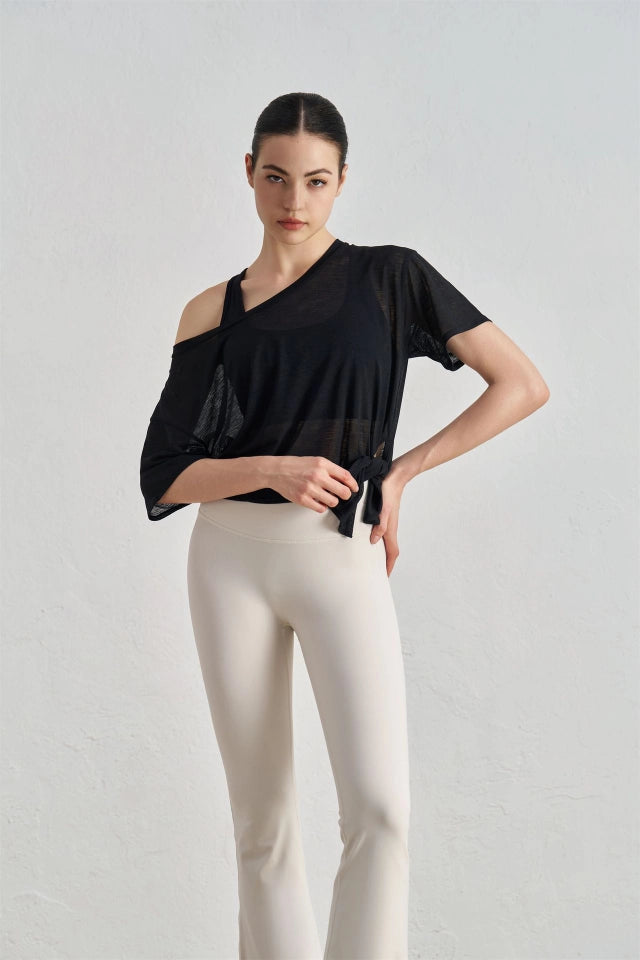 Alice Boat Neck Flowy Cover Up Active T-Shirt Black-T-Shirt-91thelabel-S/M-Black-Urbanheer