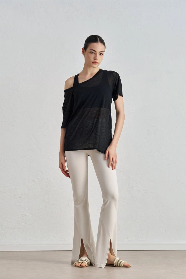 Alice Boat Neck Flowy Cover Up Active T-Shirt Black-T-Shirt-91thelabel-S/M-Black-Urbanheer