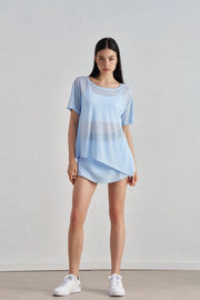 Alice Boat Neck Flowy Cover Up Active T-Shirt Echo Blue-T-Shirt-91thelabel-S/M-Echo Blue-Urbanheer