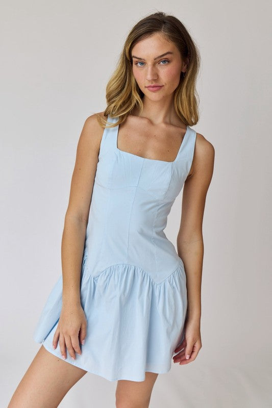 Alice Square Neck Mini Dress Blue-Dress-Papermoon-S-Urbanheer