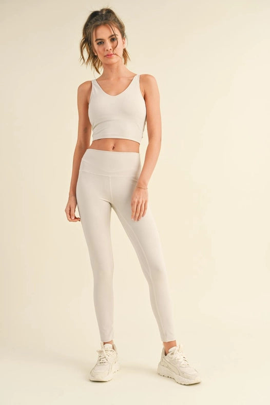 Aligned Performance Cropped Tank Top Light Grey