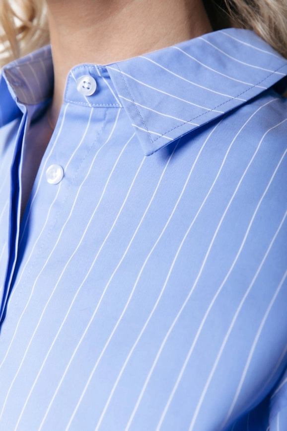 Aliya Striped Boxy Blouse | Blue-Blouse-Colourful Rebel-XS-Blue-Urbanheer