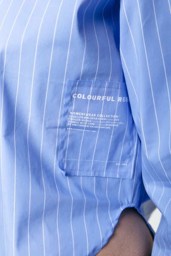 Aliya Striped Boxy Blouse | Blue-Blouse-Colourful Rebel-XS-Blue-Urbanheer