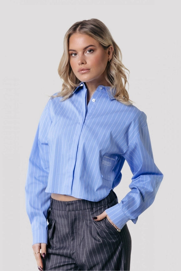 Aliya Striped Boxy Blouse | Blue-Blouse-Colourful Rebel-XS-Blue-Urbanheer