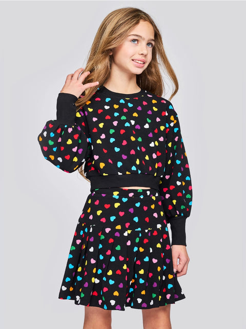 All Over Heart Print Skort