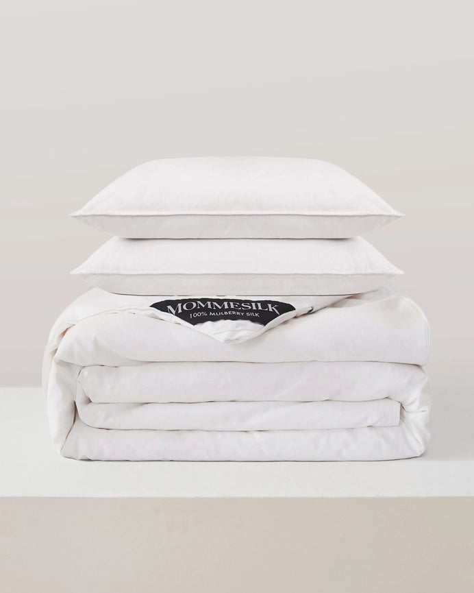 All Season Silk Comforter and Washable Silk Pillow Set-Set-MommeSilk-Twin-Standard-Urbanheer