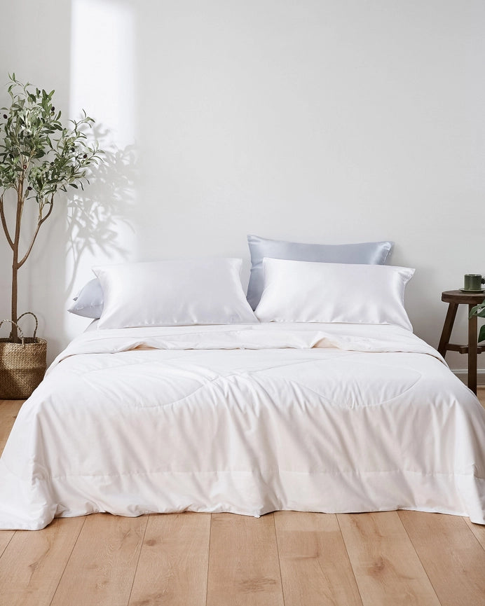 All Season Silk Comforter and Washable Silk Pillow Set-Set-MommeSilk-Twin-Standard-Urbanheer