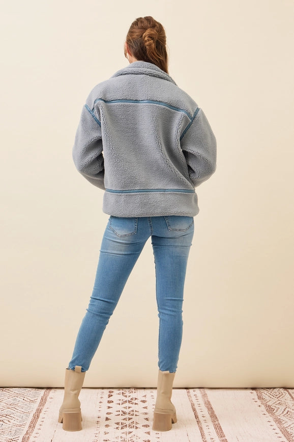 All She Needs Cozy Sherpa Jacket BLUE-Jacket-RIVIR-S-Urbanheer