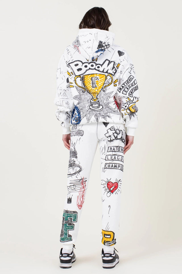 Allover Doodling Hoodie-Hoodie-Vibrant M.i.U-L-WHITE-Urbanheer