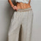 Allover Open-Weave Pattern Waistband Wide-Leg Pants