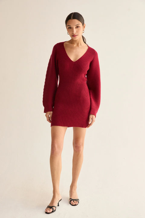 Alondra Dolman Sleeve Mini Sweater Dress
