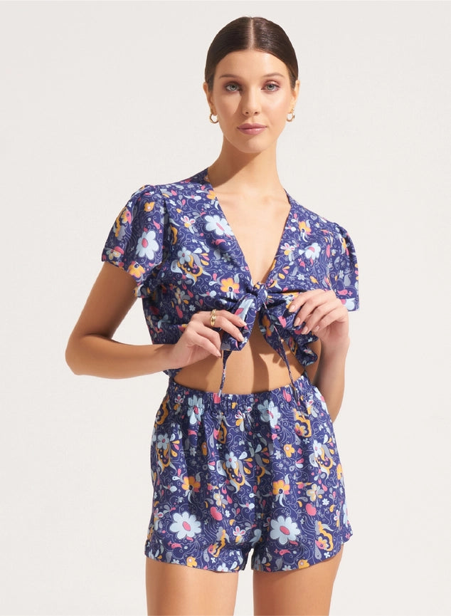 Alora Playsuit Fleur Navy-jumpsuit-Morrato Bali-XS/S-Urbanheer