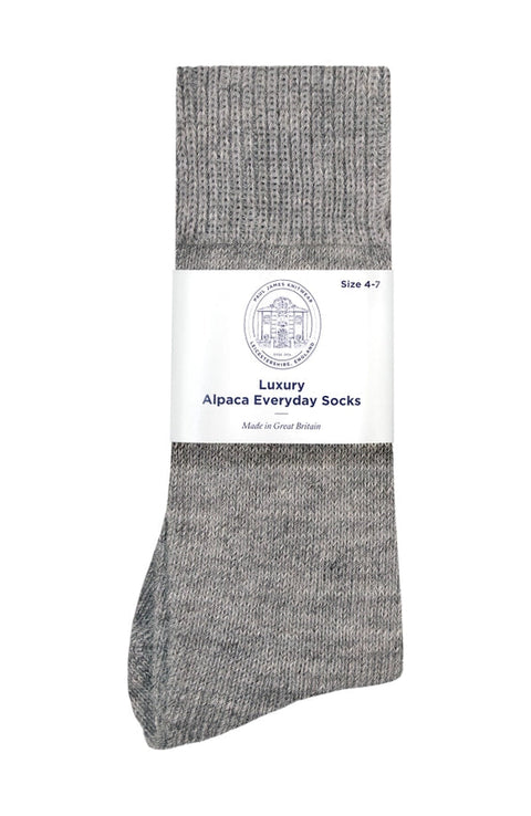 Alpaca Everyday Socks Light Grey-Socks-Paul James Knitwear-4-7-Urbanheer