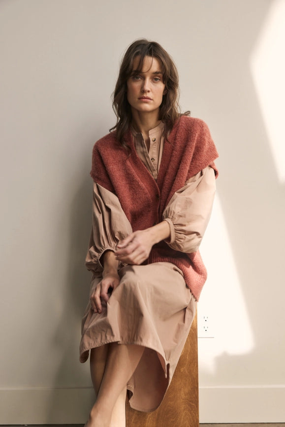 Alpaca Wool Blend Button-Down Sweater Vest-Vest-amente-XS/S-Brick-Urbanheer