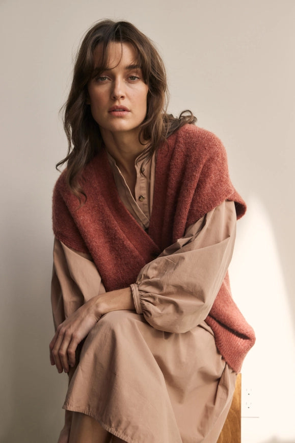 Alpaca Wool Blend Button-Down Sweater Vest-Vest-amente-XS/S-Brick-Urbanheer