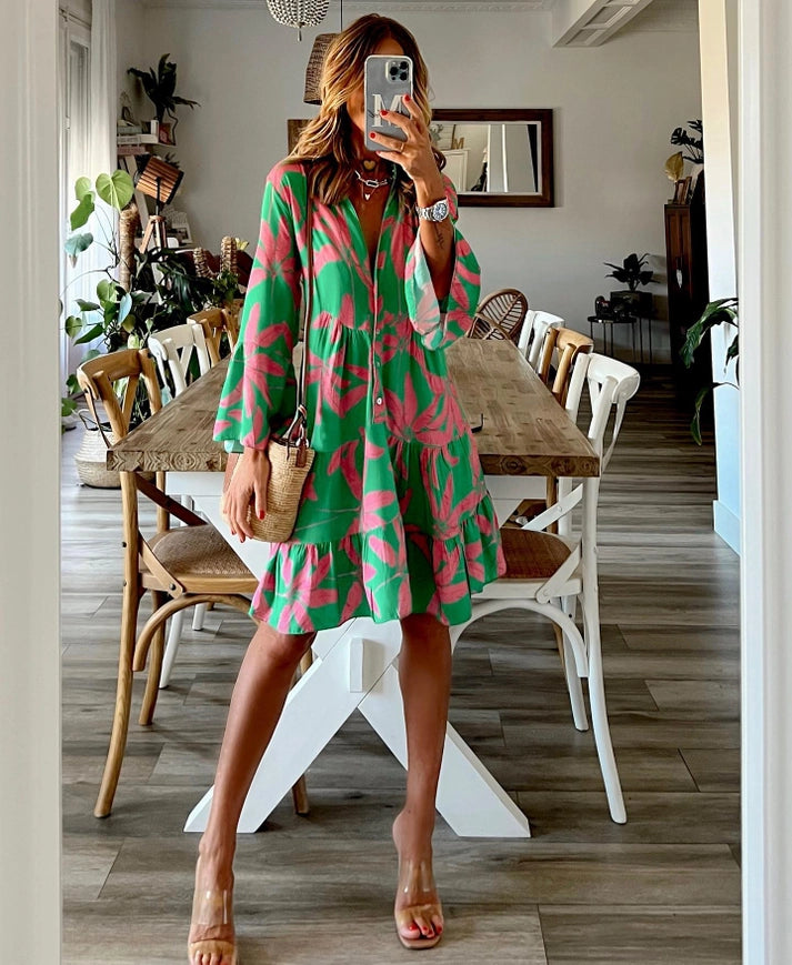 Amanda Ruffled Dress-Dress-Revella The Label-S-blackish green-Urbanheer