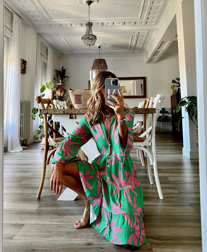 Amanda Ruffled Dress-Dress-Revella The Label-S-blackish green-Urbanheer