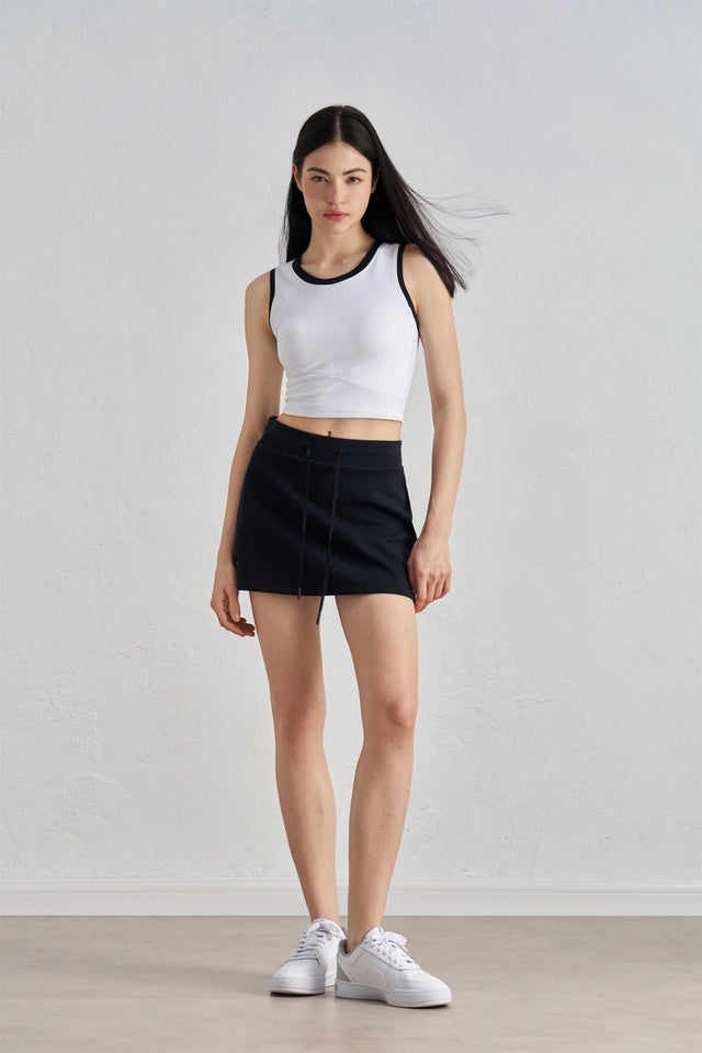 Amelia Aircotton Drawstring High Waist Active Skirt Black-Skirt-91thelabel-S-Black-Urbanheer