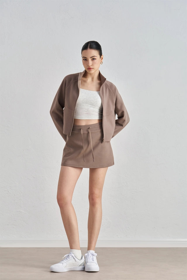 Amelia Aircotton Drawstring High Waist Active Skirt Mocha-Skirt-91thelabel-S-Mocha-Urbanheer