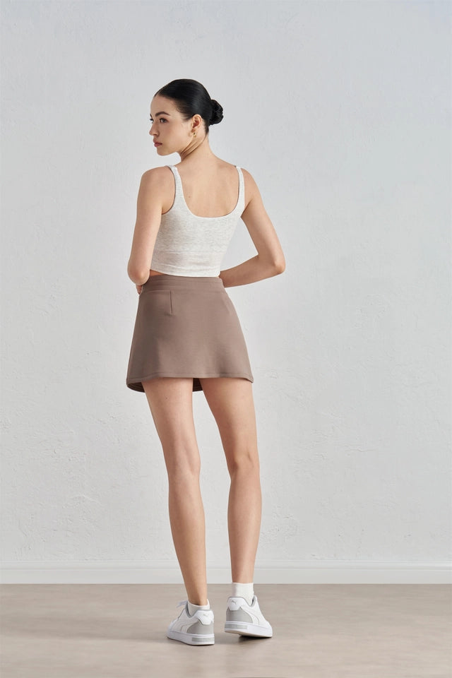 Amelia Aircotton Drawstring High Waist Active Skirt Mocha-Skirt-91thelabel-S-Mocha-Urbanheer