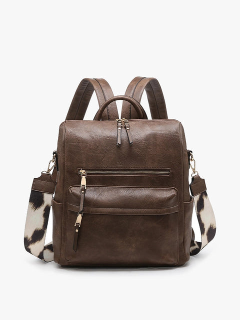 Amelia Convertible Backpack W/ Guitar Strap-Backpack-Jen & Co.-Coffee-Urbanheer