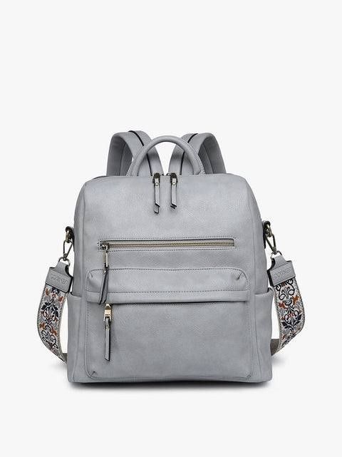 Amelia Convertible Backpack W/ Guitar Strap-Backpack-Jen & Co.-Dusty Blue-Urbanheer