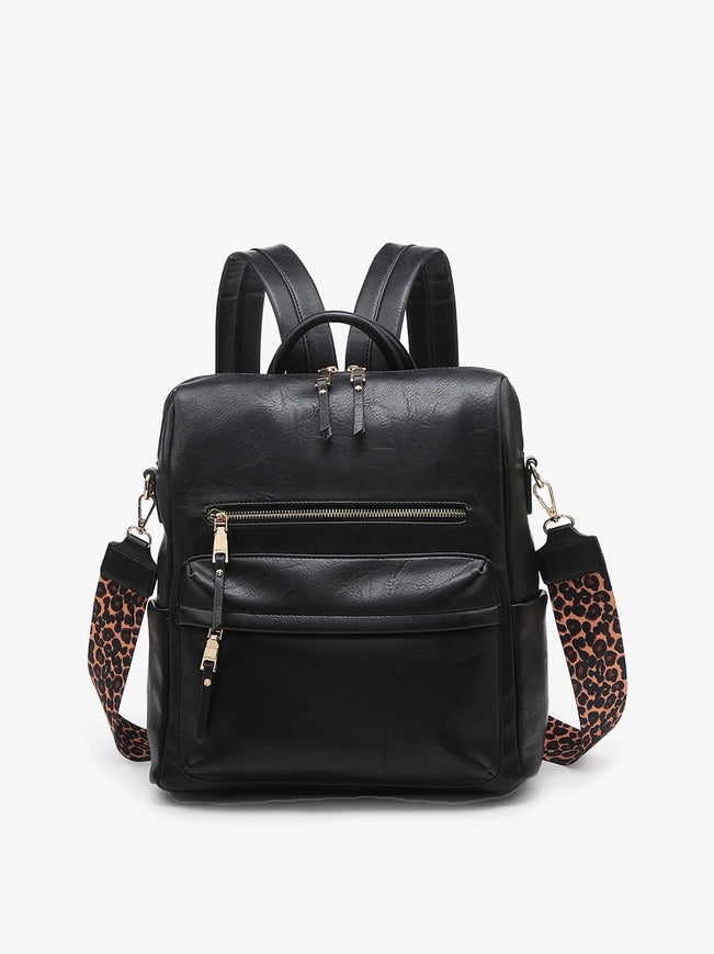 Amelia Convertible Backpack W/ Guitar Strap-Backpack-Jen & Co.-Black-Urbanheer
