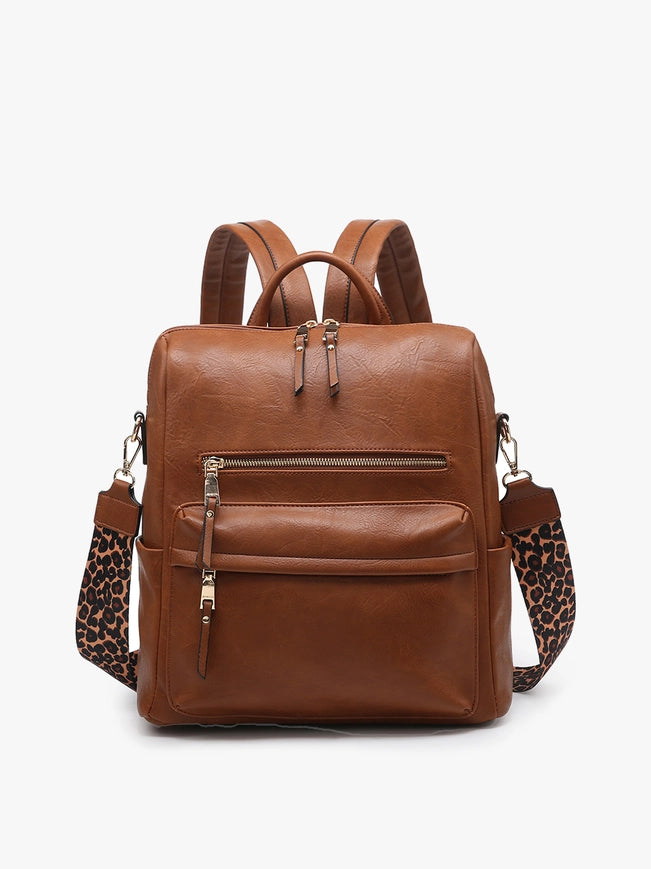 Amelia Convertible Backpack W/ Guitar Strap-Backpack-Jen & Co.-Brown-Urbanheer