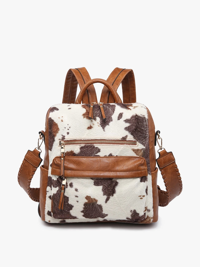 Amelia Convertible Backpack W/ Guitar Strap-Backpack-Jen & Co.-Cow-Brown-Urbanheer