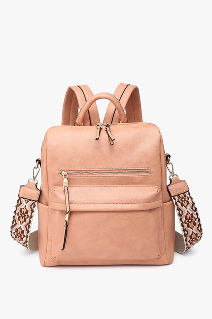 Amelia Convertible Backpack w/ Guitar Strap-Backpack-Jen & Co.-Light Coral-Urbanheer