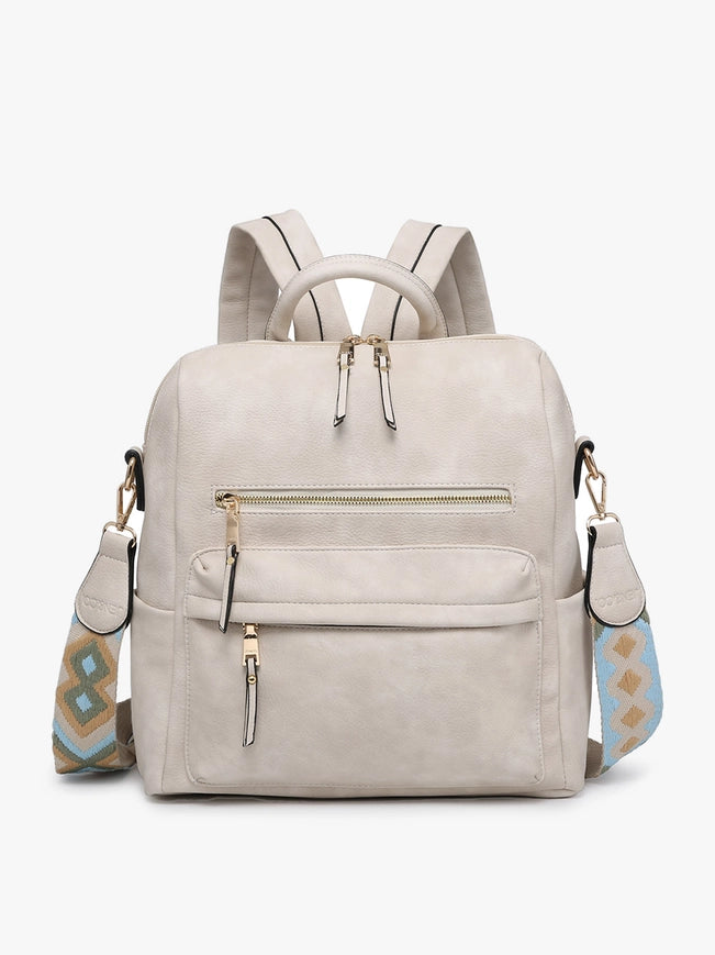 Amelia Convertible Backpack W/ Guitar Strap-Backpack-Jen & Co.-Off White-Urbanheer