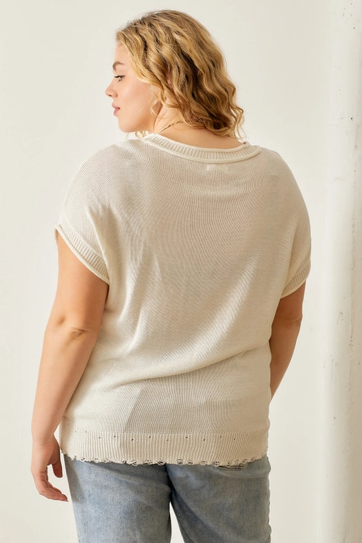 American Flag Sweater Top-Sweater Top-Baevely by Wellmade USA-1X-Urbanheer